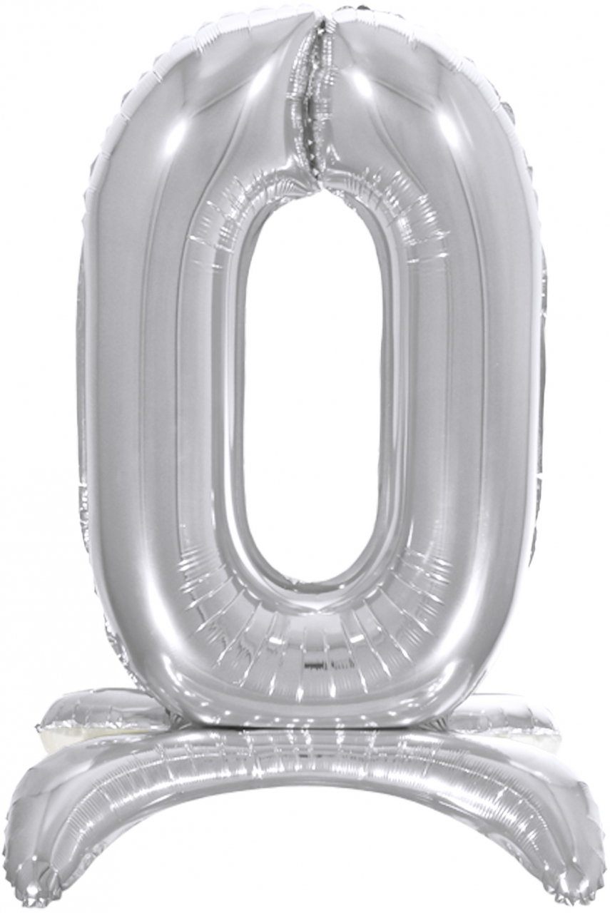 Цифра на подставке «0» Серебро 32″/81 см