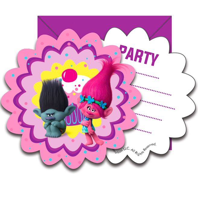 Приглашения «Тролли» 6шт