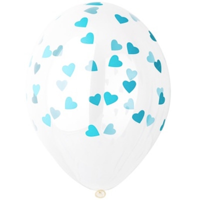 Воздушный шар «Сердца мятные» кристалл 14″/35см