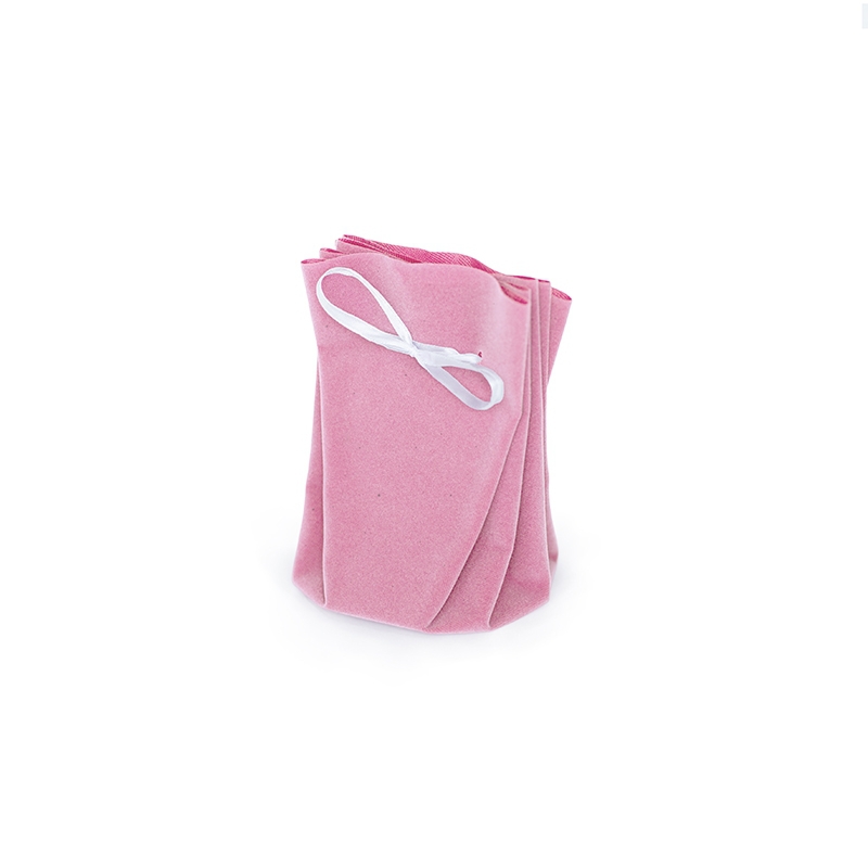 Мешочек обьемный средний (флок, розовый,белая лента) 90*90*120