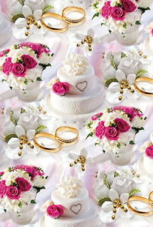 Бумага бумага в рулоне 100*70 свадеб. ДИЗАЙН СВАДЕБНЫЙ Кольца с тортом