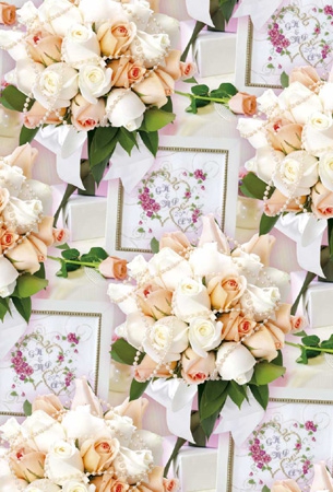 Бумага бумага в рулоне 100*70 свадеб. ДИЗАЙН СВАДЕБНЫЙ Розы с рамкой
