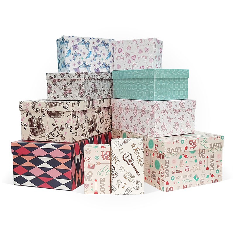 Подарочная коробка,ПРИНТ БУМАГА МИКС-1, 210х140х90