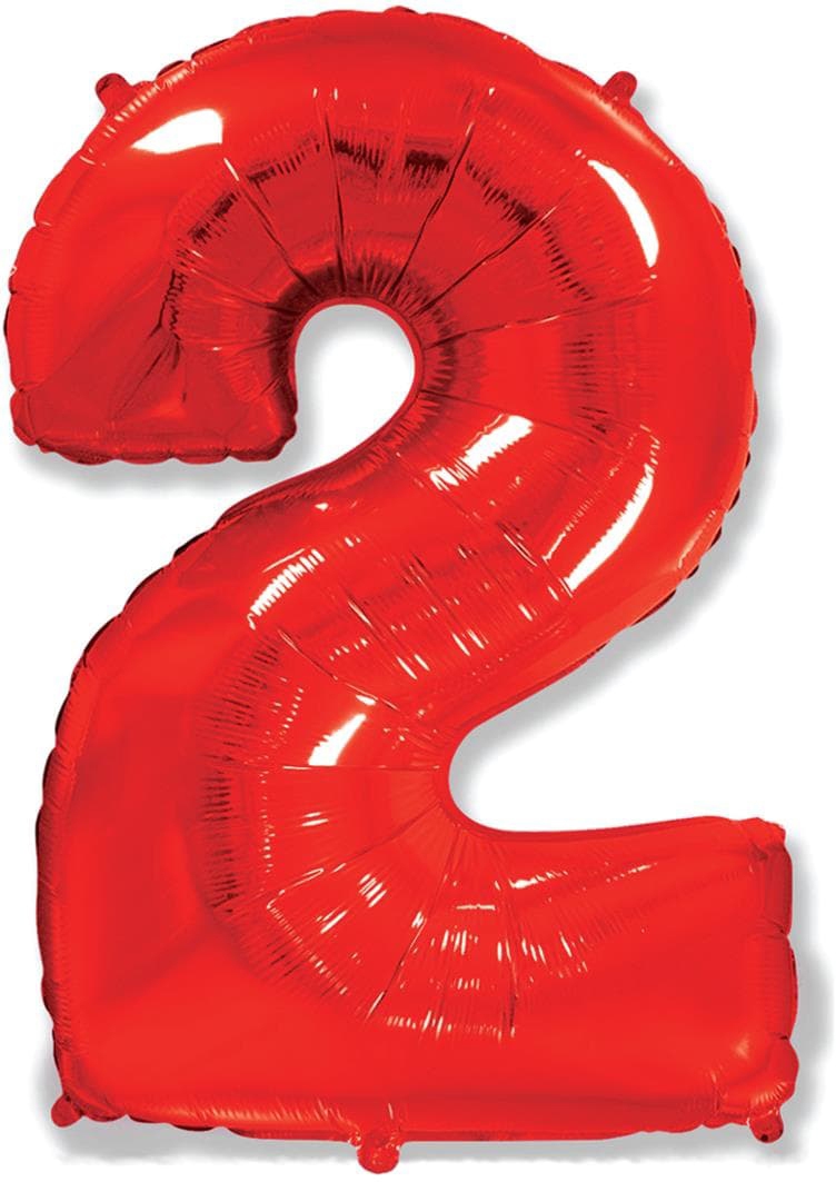 Фольгированная цифра с гелием «2» Красная. FlexMetal (Испания) 41″/102см
