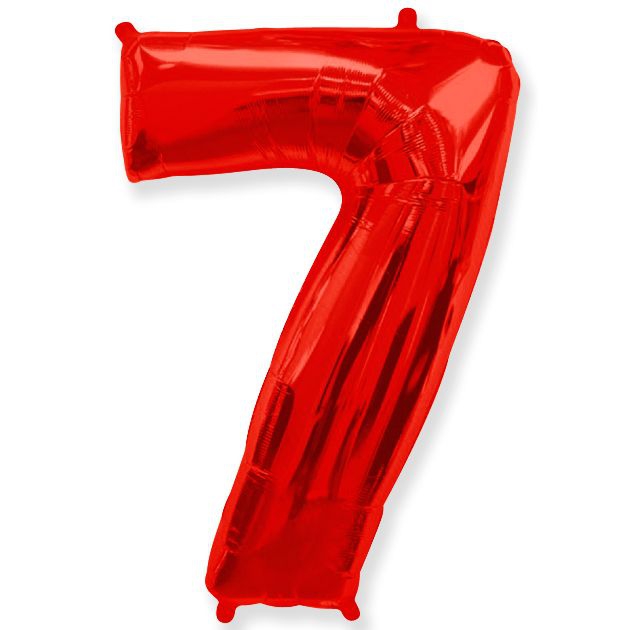 Фольгированная цифра с гелием «7» Красная. FlexMetal (Испания) 41″/102см