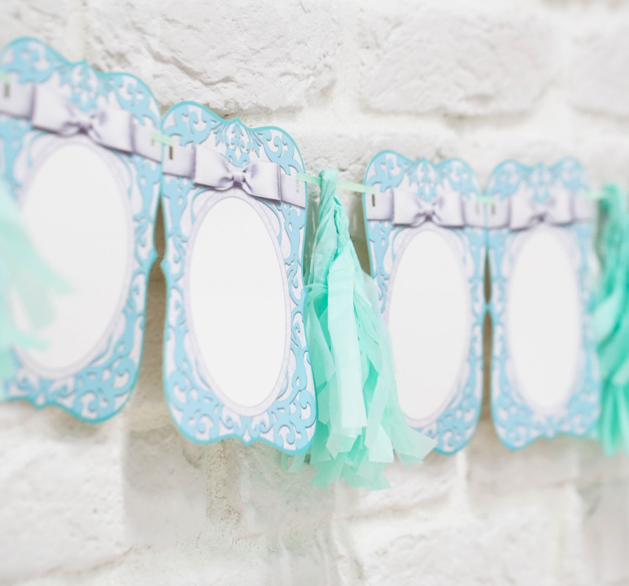 Гирлянда свадебная с тишью на ленте «Таблички» 100см