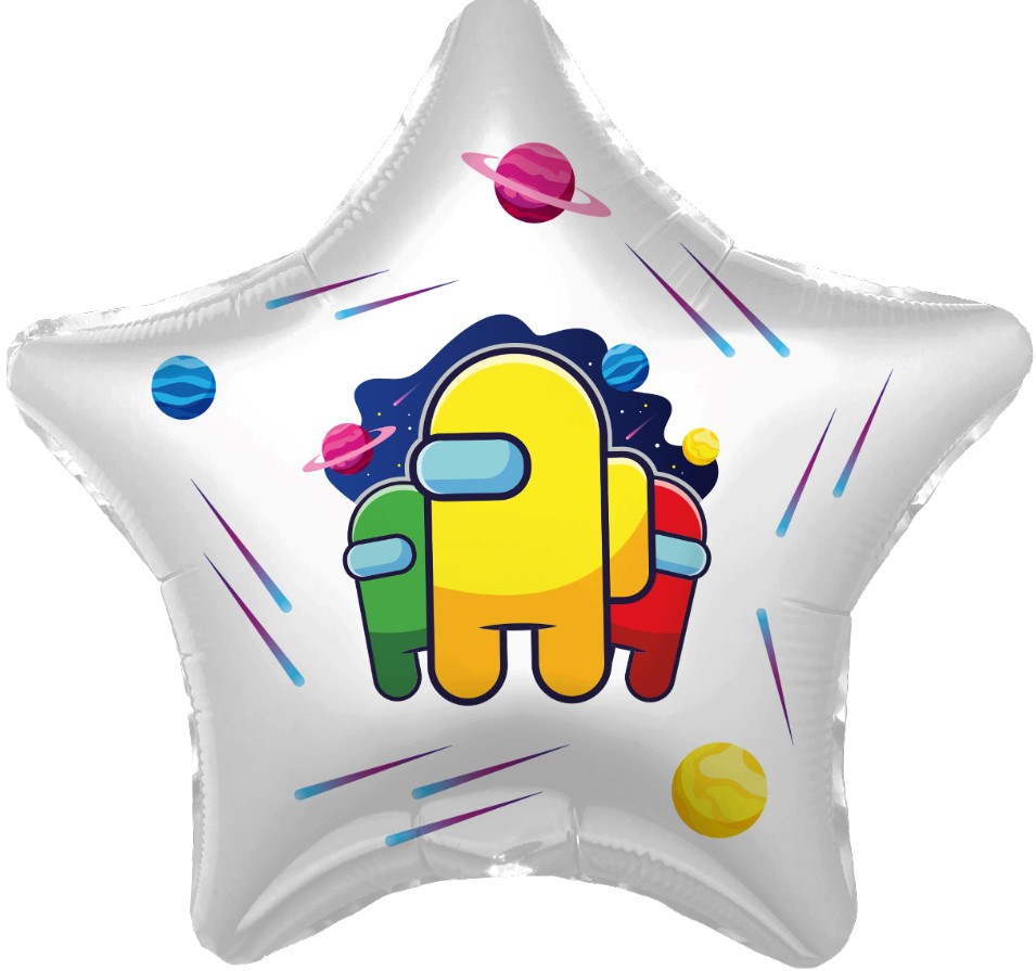 Шар с гелием Звезда Космонавтики амонг Ас 18″/45см