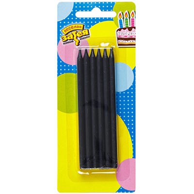 Свечи д/торта Черные 10см 12шт