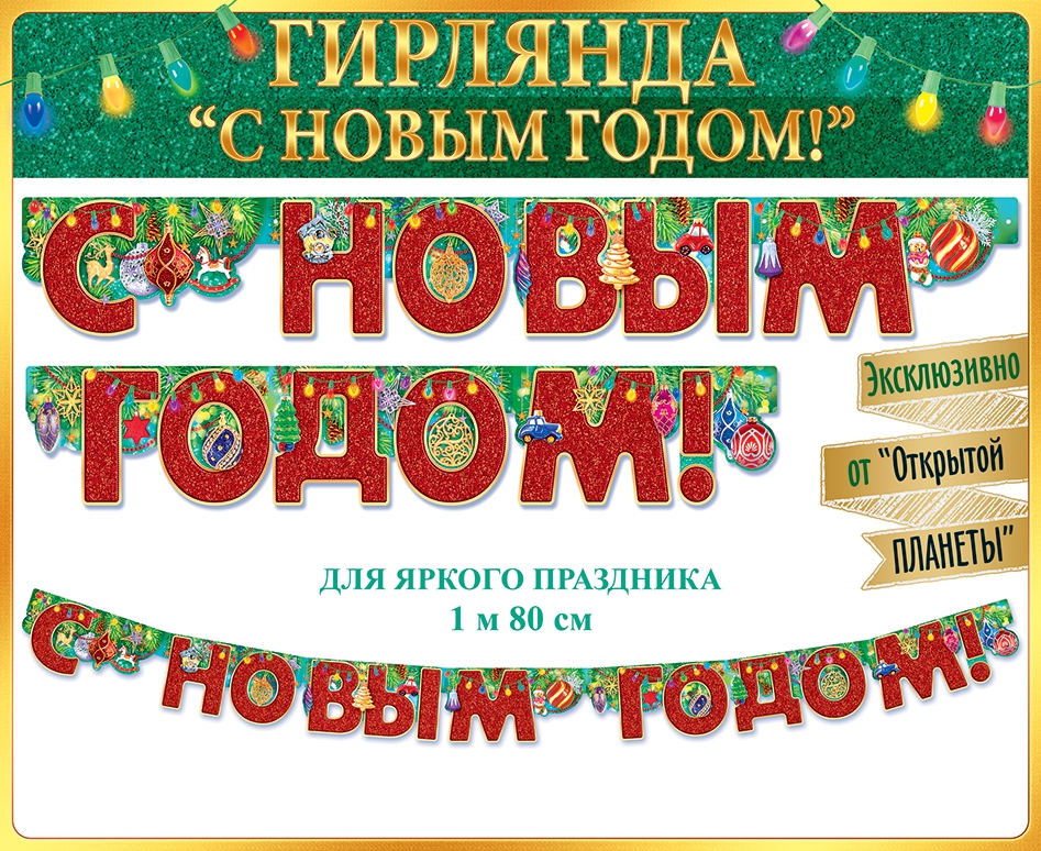 Гирлянда «С Новым Годом» Красная 180 см