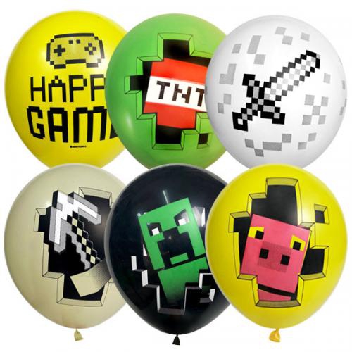 Воздушный шар «Пиксели» ассорти 12″/30см