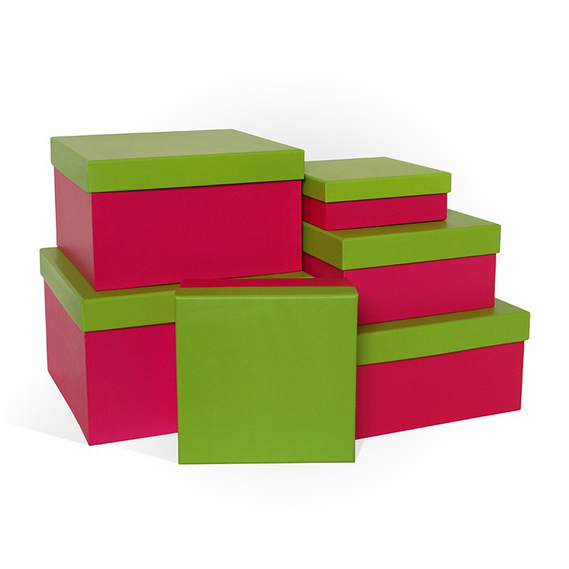 Коробка подарочная КОЛОРИТ лайм-фуксия 150х150х50