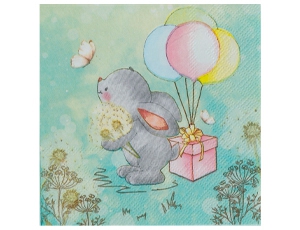 Салфетка «С Днем Рождения» Зайка 25см 12шт