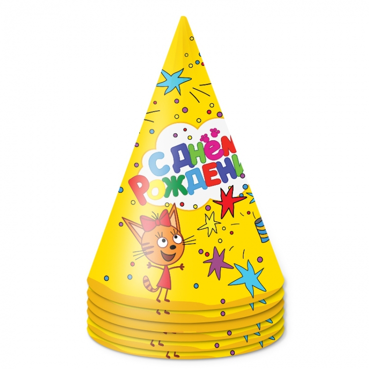 Колпаки Три Кота, Желтый 6 шт/уп