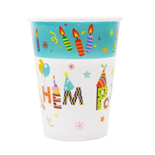 Стаканы бумажные 200 мл «С Днем Рождения Свечи», 6 шт / 1 уп /