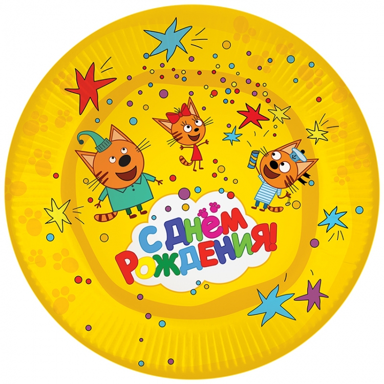 Тарелки Три Кота, Желтый, 18 см, 6 шт / 1 уп
