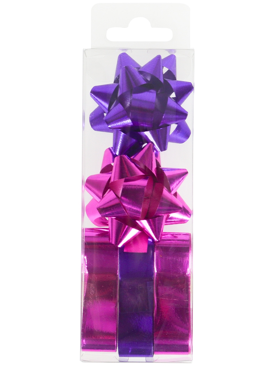 Набор для оформления подарков Яркий микс,  2 банта+3 ленты 15мм*1,5м