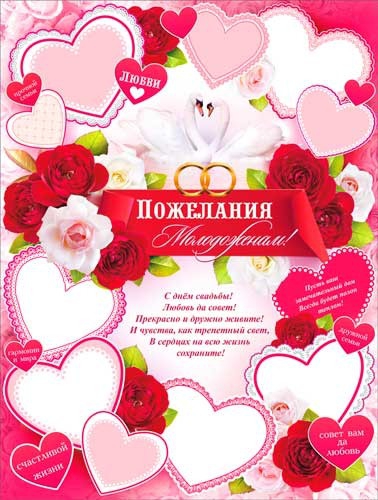 Плакат «Пожелания молодоженам!», 595×450 мм Р2406