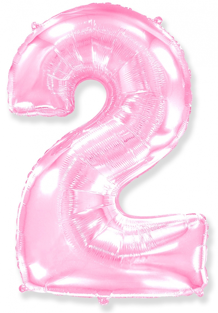 Фольгированная цифра с гелием «2» розовая. FlexMetal (Испания) 41″/102см