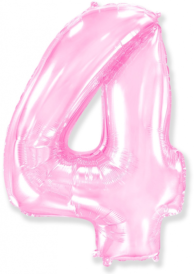 Фольгированная цифра с гелием «4» розовая. FlexMetal (Испания) 41″/102см