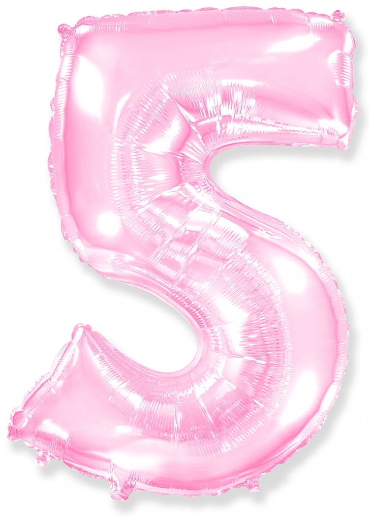 Фольгированная цифра с гелием «5» розовая. FlexMetal (Испания) 41″/102см