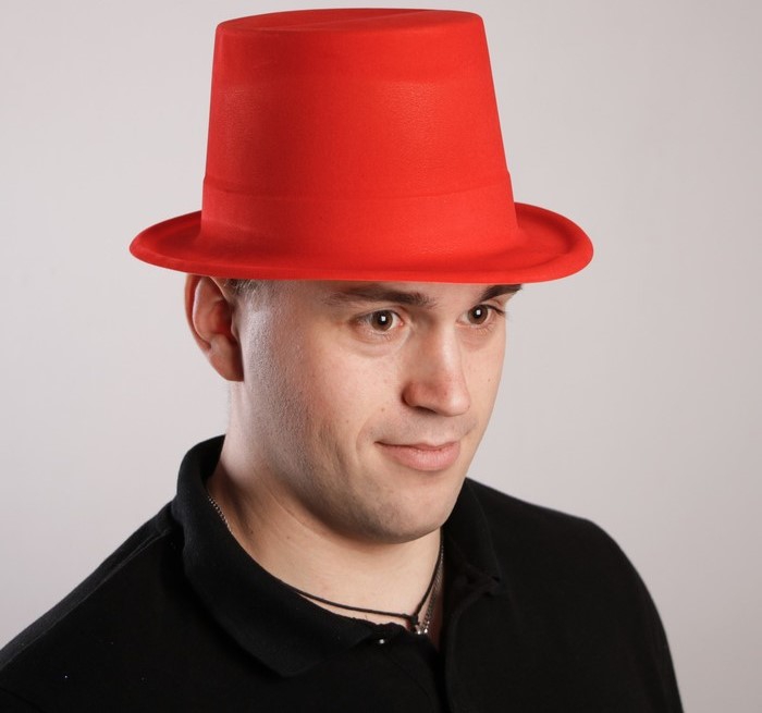 Шляпа «Цилиндр» красная 325734