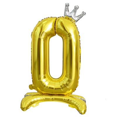 ЦИФРА 0 32″ Gold на подставке Корона