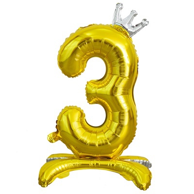 ЦИФРА 3 32″ Gold на подставке Корона