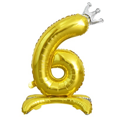 ЦИФРА 6 32″ Gold на подставке Корона