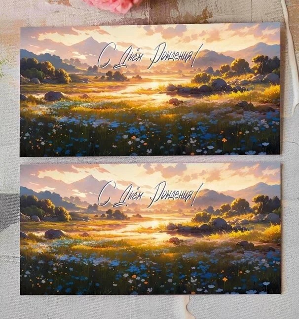 Конверт «C Днем Рождения! (цветочное поле)» Сп146