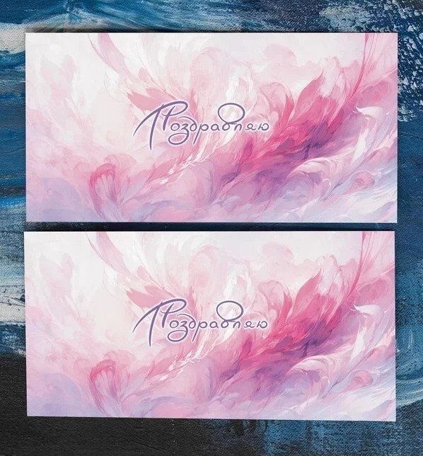 Конверт «Поздравляю (розовые мазки)» Сп169