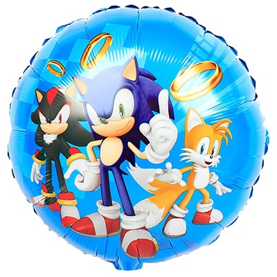 Круг с гелием Ежик Аниме синий и друзья 18″/46СМ