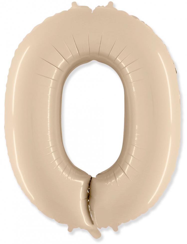 Фольгированная цифра с гелием «0» Кремовый. FlexMetal (Испания) 41″/102см