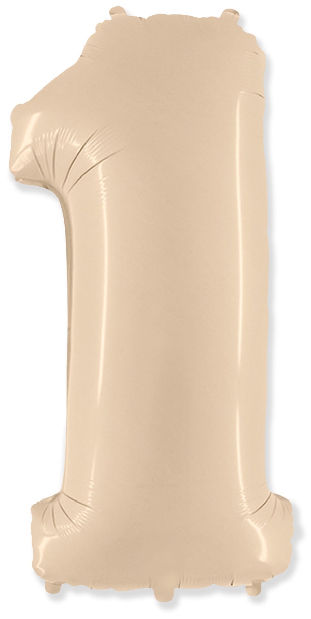 Фольгированная цифра с гелием «1» Кремовый. FlexMetal (Испания) 41″/102см