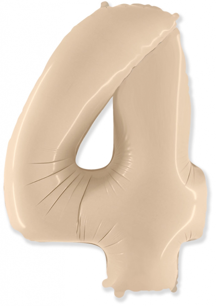 Фольгированная цифра с гелием «4» Кремовый. FlexMetal (Испания) 41″/102см