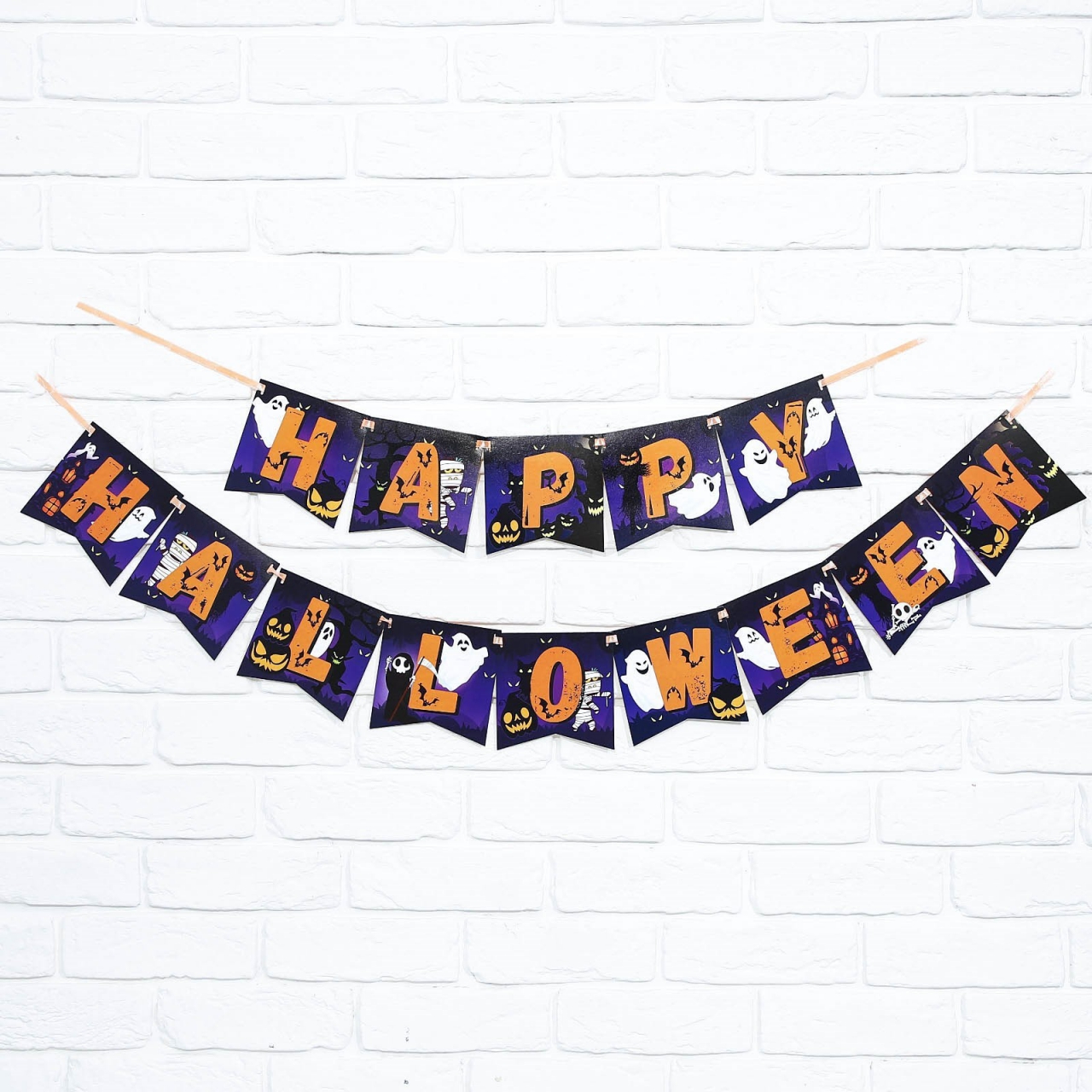 Гирлянда на ленте «Happy Halloween» привидения, 250 СМ 9712308