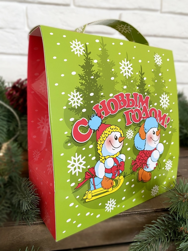 Коробка для подарка «Сумка со снеговиками»