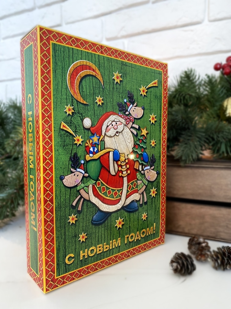 Коробка для подарка. Деревянная серия. Книга.