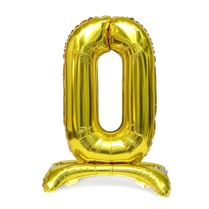 Шар ЦИФРА 0 на подставке золото 32″/80см
