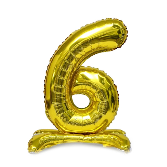 Шар ЦИФРА 6 на подставке золото 32″/80см