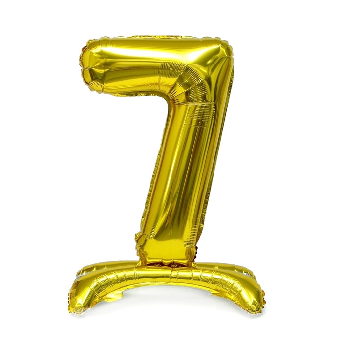 Шар ЦИФРА 7 на подставке золото 32″/80см