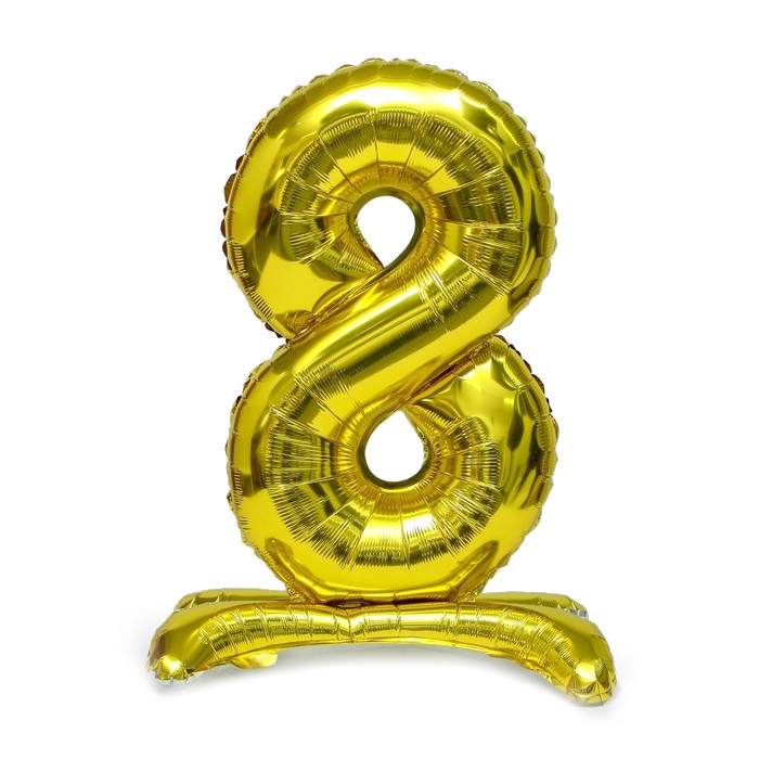 Шар ЦИФРА 8 на подставке золото 32″/80см