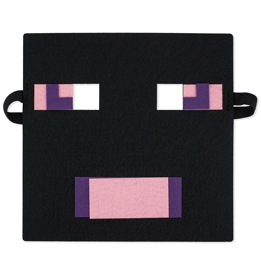 Маска карнавальная из фетра, Пиксельный дракон, Черный/Розовый, 17*17