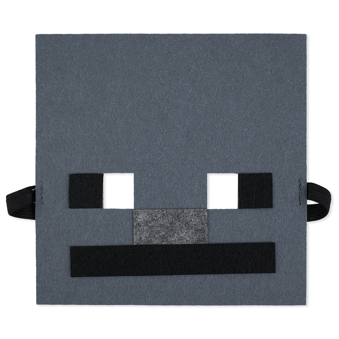 Маска карнавальная из фетра, Пиксельный скелет, Серый, 17*17