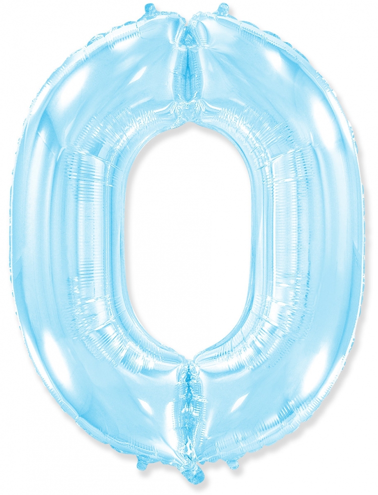 Фольгированная цифра с гелием «0» голубая. FlexMetal (Испания) 41″/102см