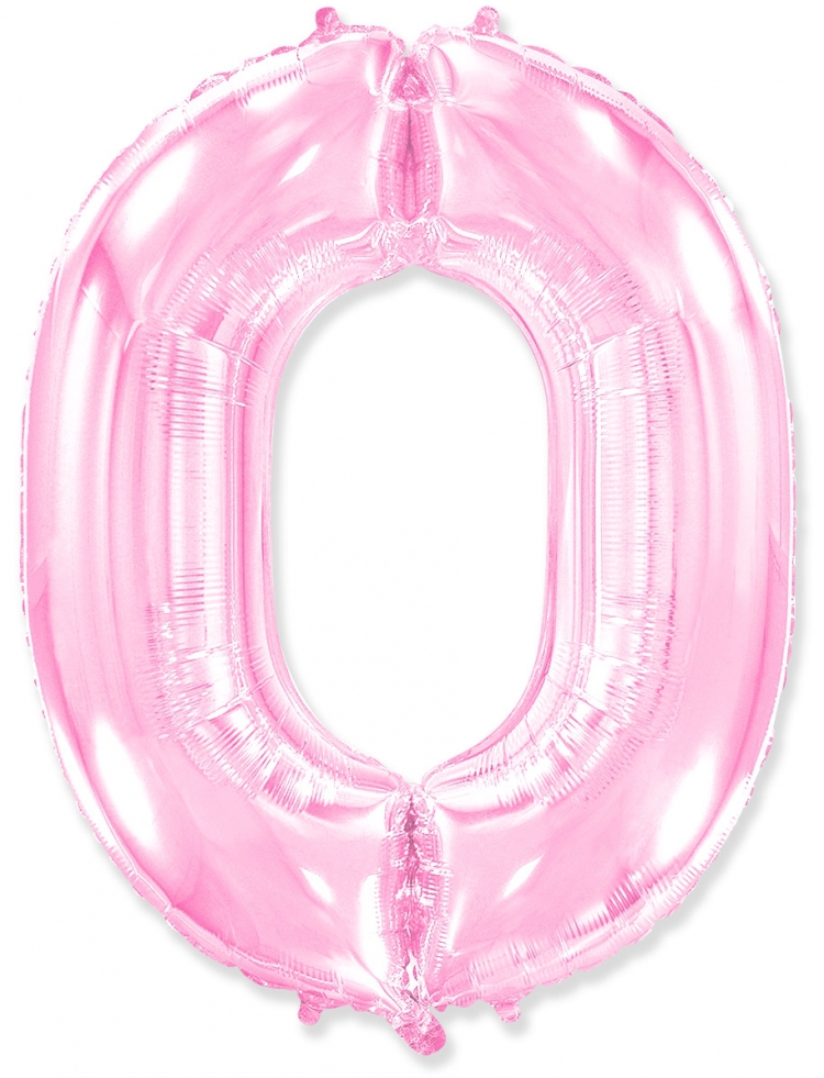 Фольгированная цифра с гелием «0» розовая. FlexMetal (Испания) 41″/102см