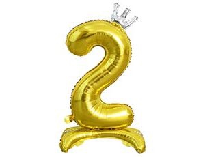 ЦИФРА 2 32″ Gold на подставке Корона