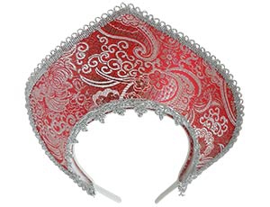 Кокошник-ободок узор красный 23Х20см