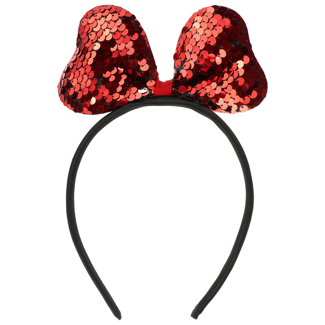 Ободок нарядный бант с пайетками, красный