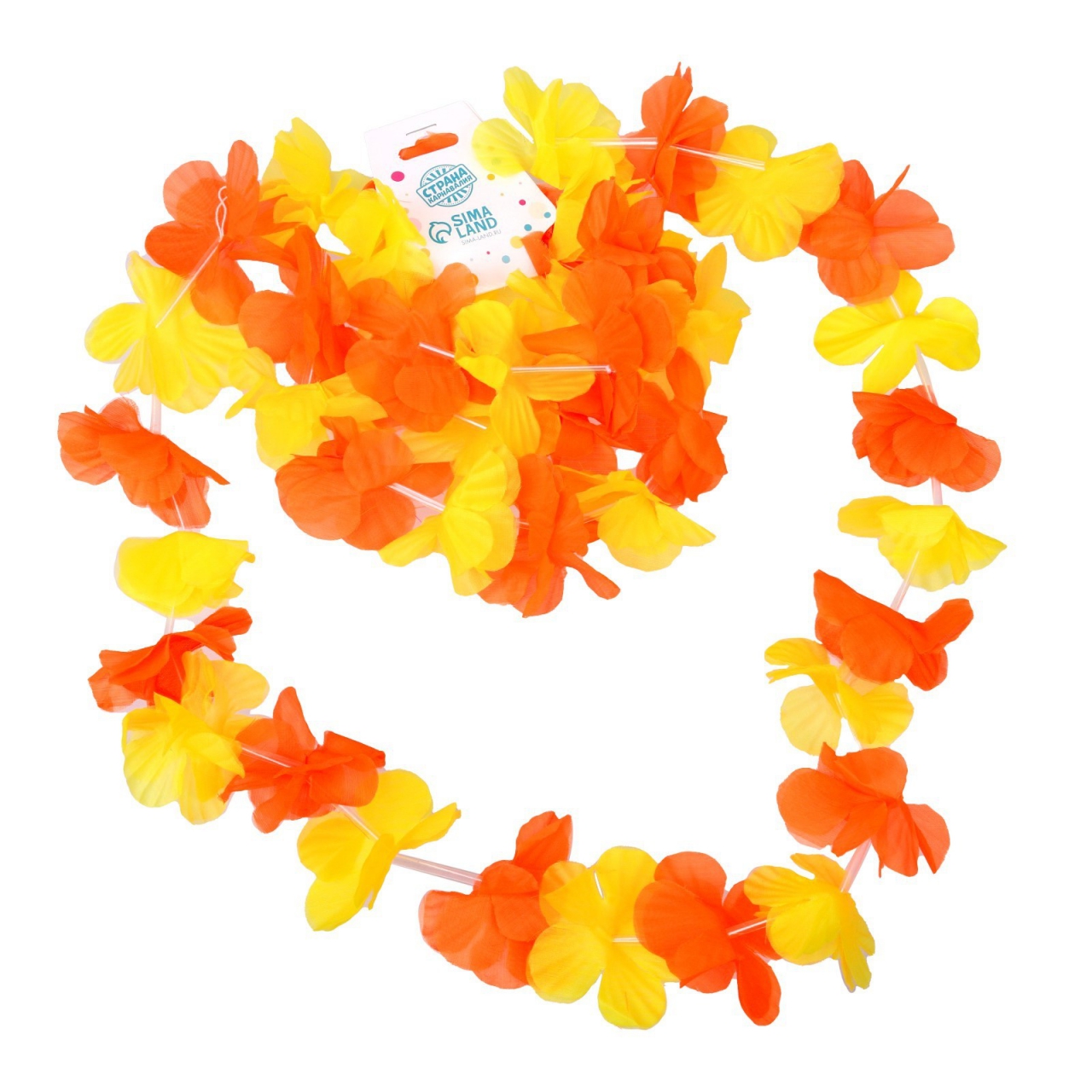 Гавайский набор «Цветочки» (ожерелье, венок, 2 браслета) цвет желтый 331931