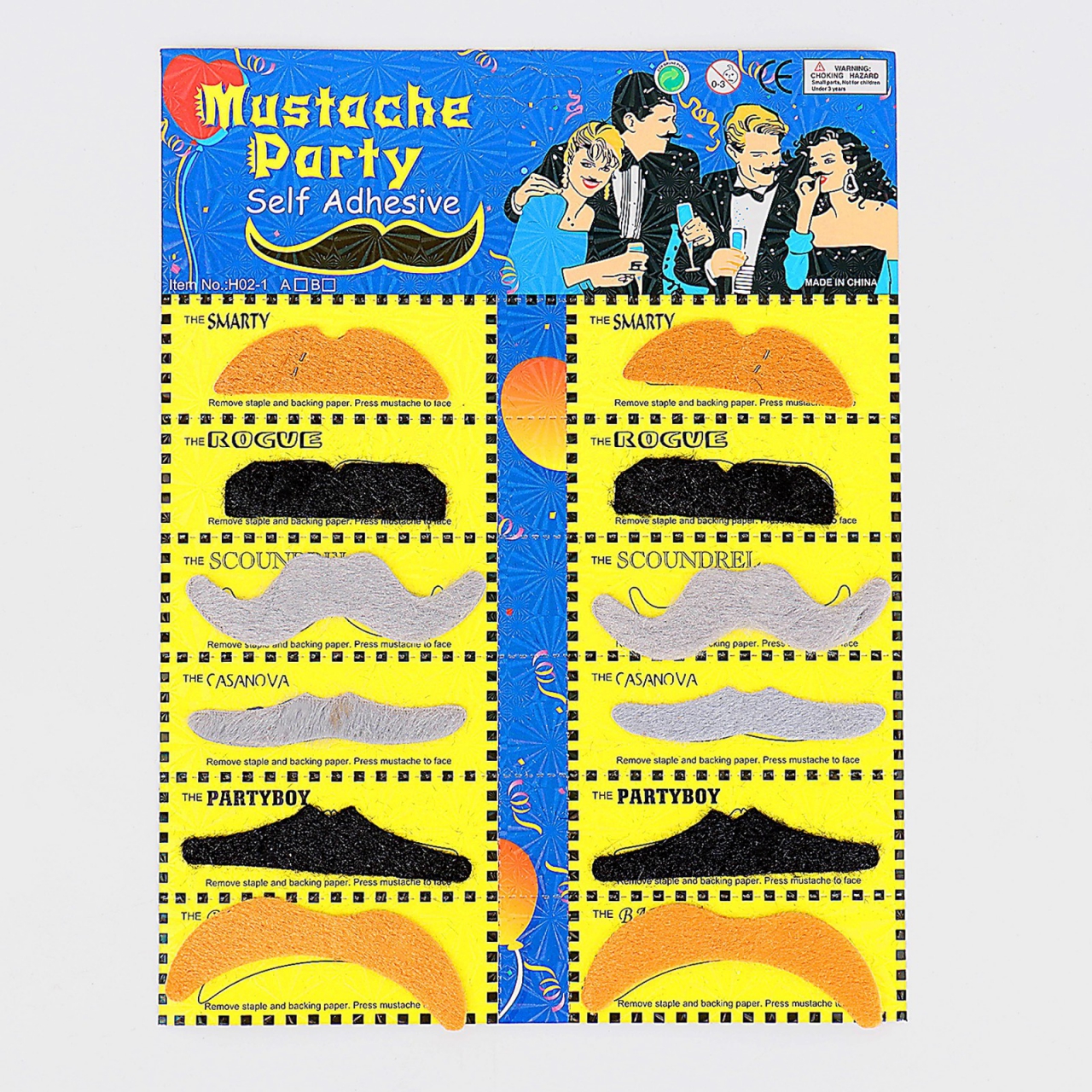 Карнавальные усы «Разные» набор 12 штук 4295423